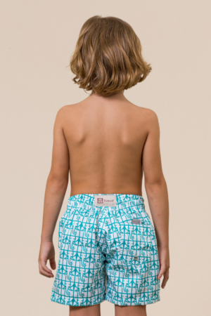 Short Voley Infantil Original Branco/Verde Tifanny