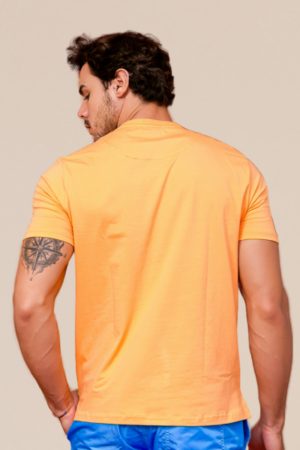 Camiseta Adulto Careca Regular Fit Laranja com Bordado no Peito