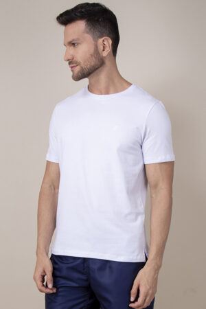 Camiseta Adulto Careca Regular Fit Branca com Bordado no Peito