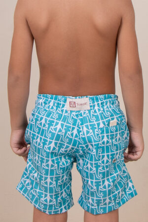 Short Voley Infantil Original Tusker Turquesa/Branco