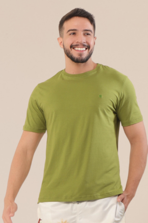 Camiseta Adulto Careca Regular Fit  Verde Salvia com Bordado no Peito