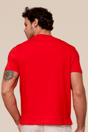 Camiseta Adulto Careca Regular Fit  Vermelha com Bordado no Peito