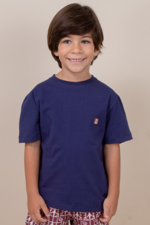 Camiseta Infantil Careca Lisa Regular Fit  com Logo Patch