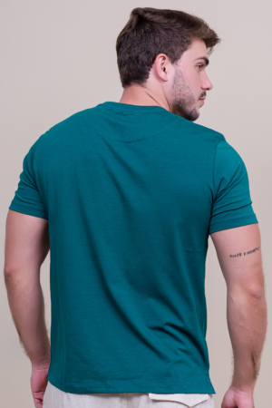 Camiseta Adulto Careca Regular Fit Verde Floresta com Bordado no Peito